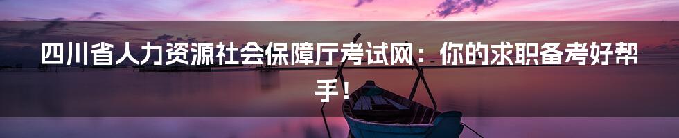 四川省人力资源社会保障厅考试网：你的求职备考好帮手！