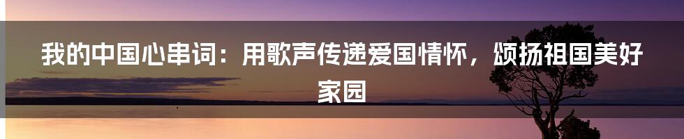 我的中国心串词：用歌声传递爱国情怀，颂扬祖国美好家园