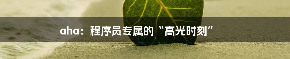 aha：程序员专属的“高光时刻”