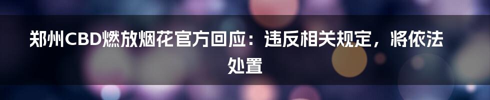 郑州CBD燃放烟花官方回应：违反相关规定，将依法处置