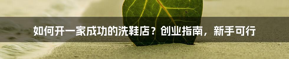 如何开一家成功的洗鞋店？创业指南，新手可行