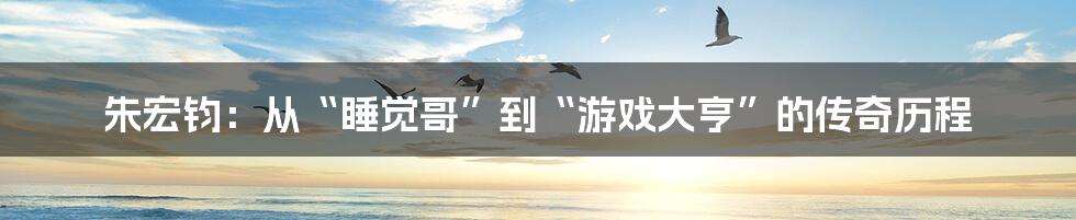 朱宏钧：从“睡觉哥”到“游戏大亨”的传奇历程