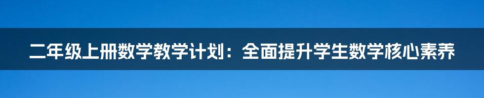 二年级上册数学教学计划：全面提升学生数学核心素养