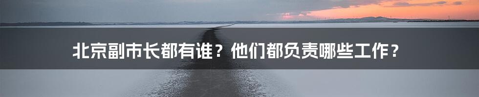 北京副市长都有谁？他们都负责哪些工作？