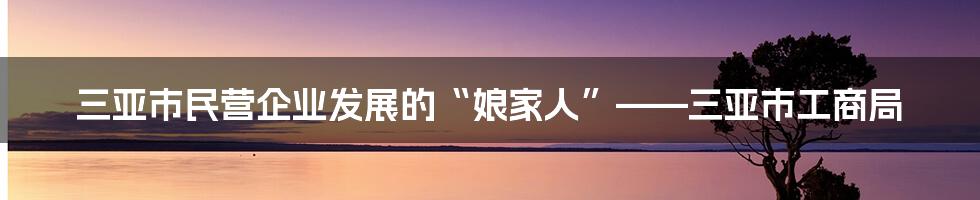 三亚市民营企业发展的“娘家人”——三亚市工商局