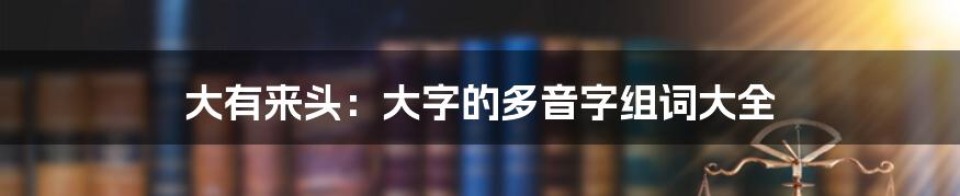 大有来头：大字的多音字组词大全