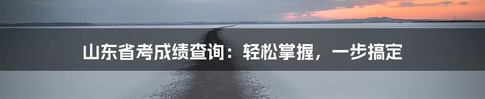 山东省考成绩查询：轻松掌握，一步搞定