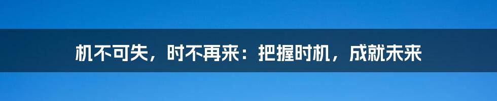 机不可失，时不再来：把握时机，成就未来