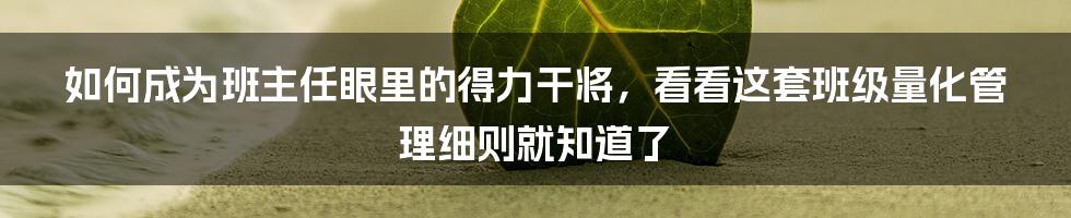 如何成为班主任眼里的得力干将，看看这套班级量化管理细则就知道了