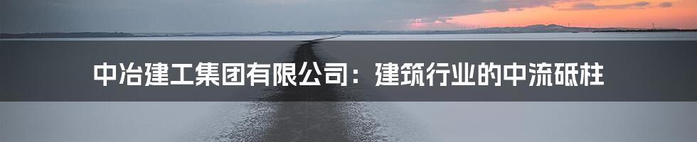 中冶建工集团有限公司：建筑行业的中流砥柱