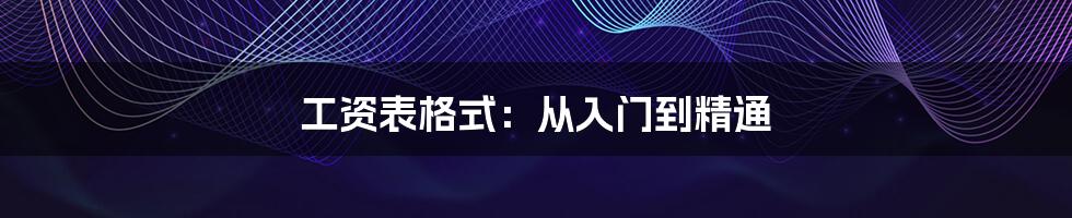 工资表格式：从入门到精通