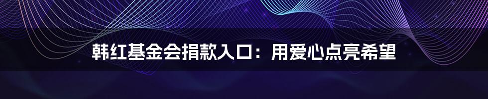 韩红基金会捐款入口：用爱心点亮希望