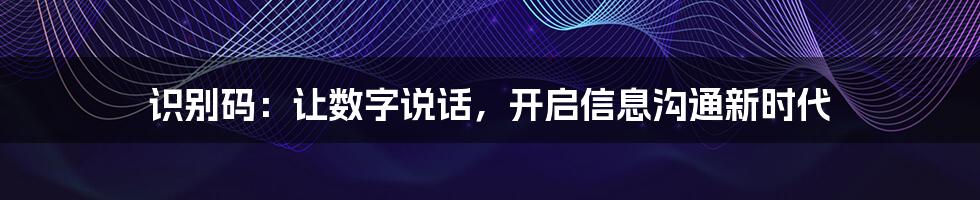 识别码：让数字说话，开启信息沟通新时代