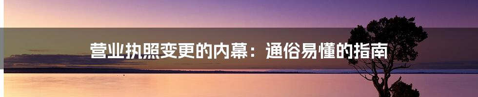 营业执照变更的内幕：通俗易懂的指南