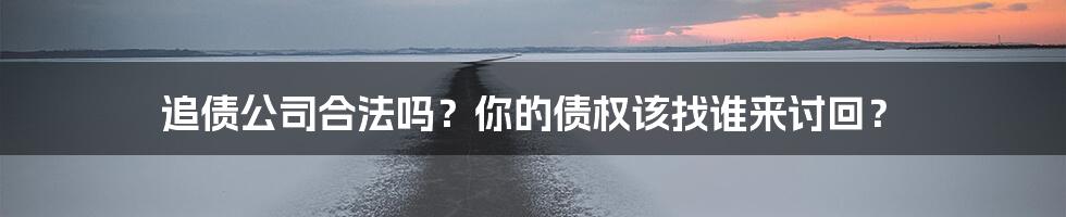 追债公司合法吗？你的债权该找谁来讨回？