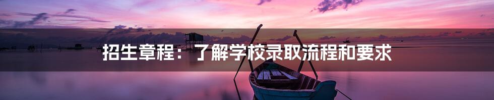 招生章程：了解学校录取流程和要求