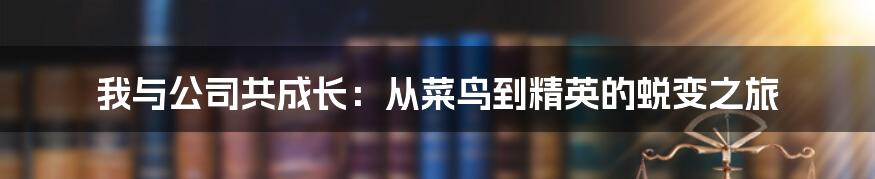 我与公司共成长：从菜鸟到精英的蜕变之旅