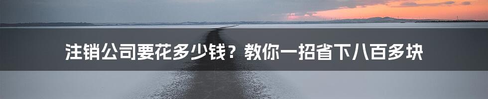 注销公司要花多少钱？教你一招省下八百多块