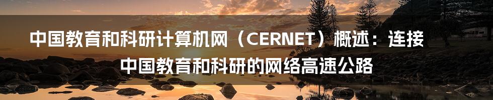 中国教育和科研计算机网（CERNET）概述：连接中国教育和科研的网络高速公路