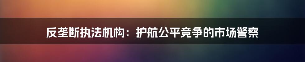 反垄断执法机构：护航公平竞争的市场警察