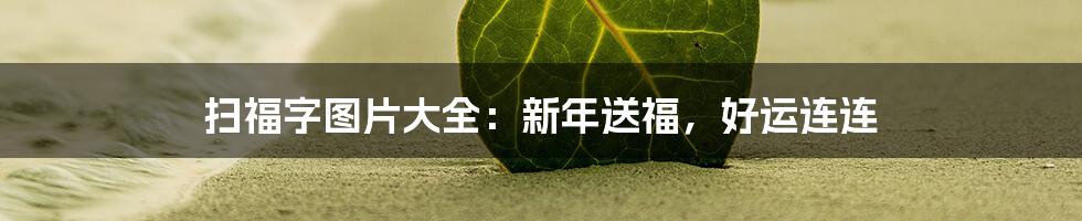 扫福字图片大全：新年送福，好运连连