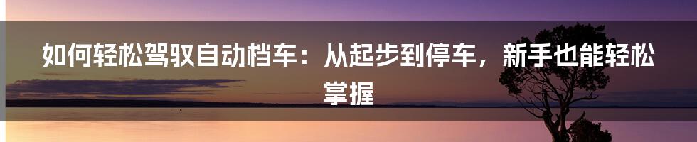 如何轻松驾驭自动档车：从起步到停车，新手也能轻松掌握