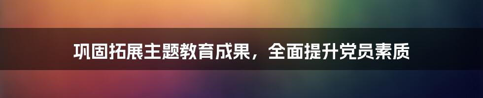 巩固拓展主题教育成果，全面提升党员素质