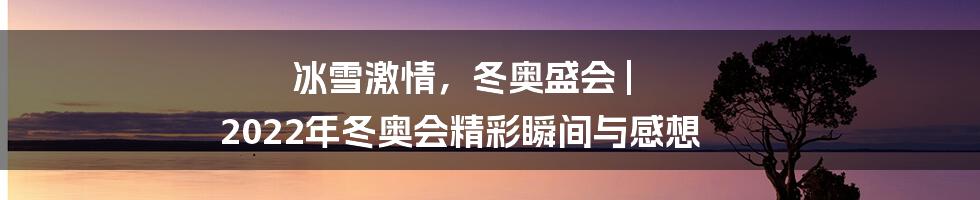 冰雪激情，冬奥盛会 | 2022年冬奥会精彩瞬间与感想