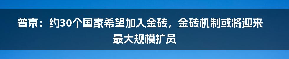 普京：约30个国家希望加入金砖，金砖机制或将迎来最大规模扩员