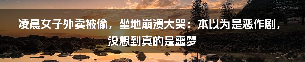 凌晨女子外卖被偷，坐地崩溃大哭：本以为是恶作剧，没想到真的是噩梦