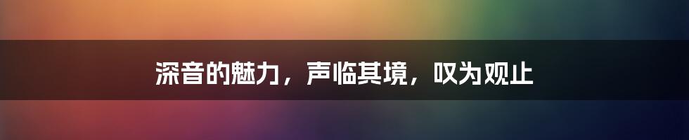 深音的魅力，声临其境，叹为观止