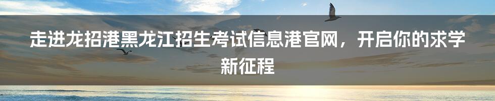 走进龙招港黑龙江招生考试信息港官网，开启你的求学新征程