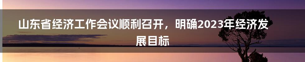 山东省经济工作会议顺利召开，明确2023年经济发展目标