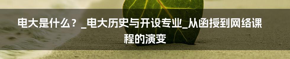 电大是什么？_电大历史与开设专业_从函授到网络课程的演变