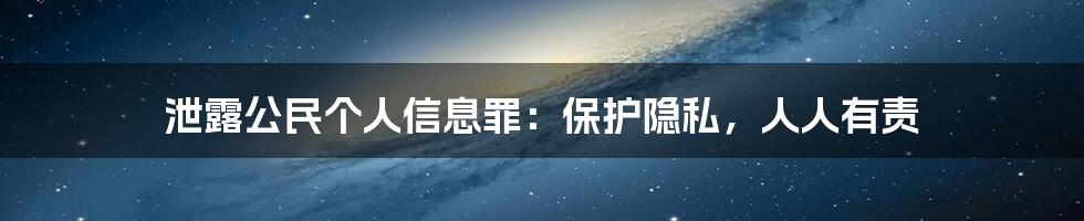 泄露公民个人信息罪：保护隐私，人人有责