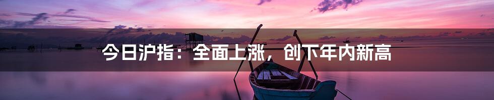 今日沪指：全面上涨，创下年内新高