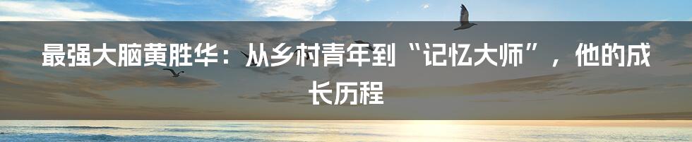 最强大脑黄胜华：从乡村青年到“记忆大师”，他的成长历程