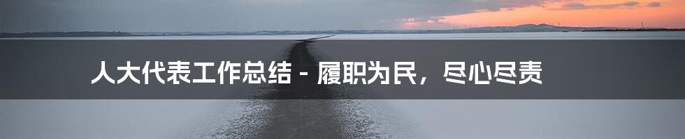 人大代表工作总结 - 履职为民，尽心尽责