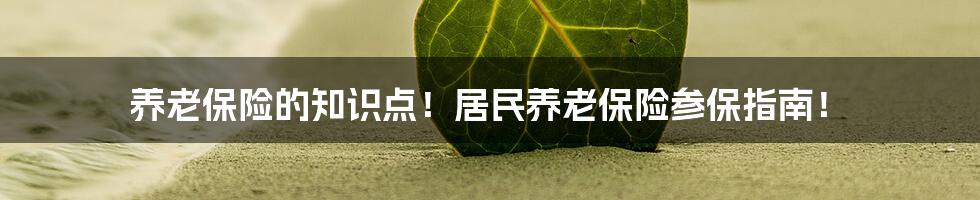 养老保险的知识点！居民养老保险参保指南！