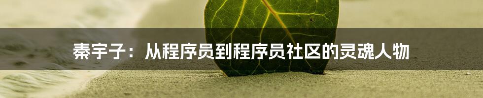 秦宇子：从程序员到程序员社区的灵魂人物