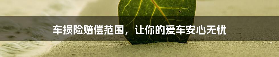 车损险赔偿范围，让你的爱车安心无忧