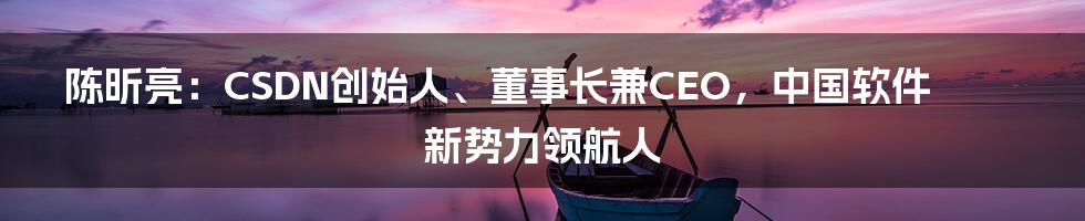 陈昕亮：CSDN创始人、董事长兼CEO，中国软件新势力领航人