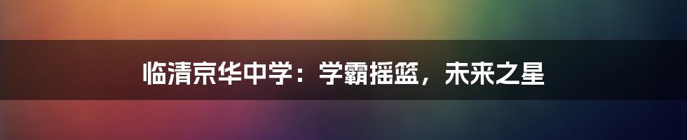 临清京华中学：学霸摇篮，未来之星