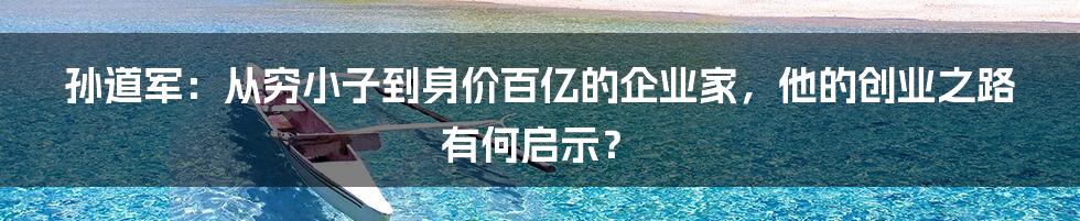 孙道军：从穷小子到身价百亿的企业家，他的创业之路有何启示？