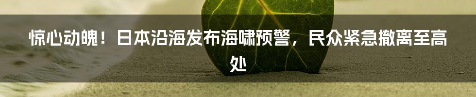 惊心动魄！日本沿海发布海啸预警，民众紧急撤离至高处