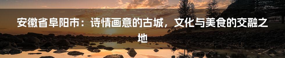 安徽省阜阳市：诗情画意的古城，文化与美食的交融之地