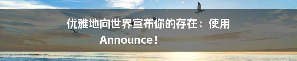 优雅地向世界宣布你的存在：使用 Announce！