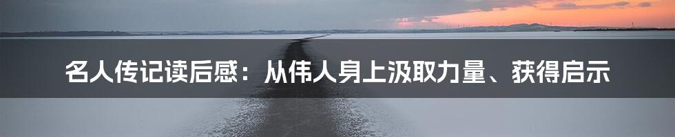 名人传记读后感：从伟人身上汲取力量、获得启示