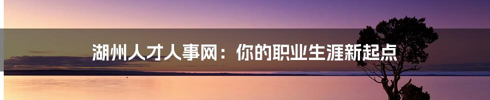 湖州人才人事网：你的职业生涯新起点