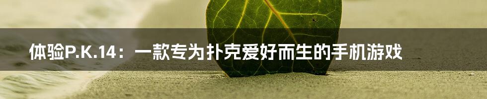 体验P.K.14：一款专为扑克爱好而生的手机游戏